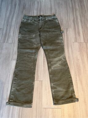 Men’s NOVAMEN Flare Carpenter Olive  Utility Jeans Size 36/34- Rugged Workwear
